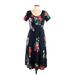 eShakti Casual Dress - A-Line Scoop Neck Short Sleeve: Black Print Dresses - Women's Size 10