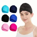 Bonnet de bain en tissu pour femme chapeau de sport nautique pour la piscine cheveux longs à