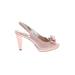 Anne Klein Heels: Pink Solid Shoes - Women's Size 7 1/2 - Peep Toe