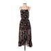 Maje Casual Dress - Midi Square Sleeveless: Black Floral Dresses - Women's Size Small
