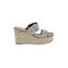 Franco Sarto Wedges: Gray Solid Shoes - Women's Size 7 1/2 - Open Toe