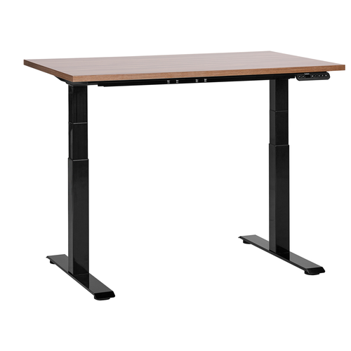 Schreibtisch Braun/Schwarz Melamin 120x72cm Elektrisch Höhenverstellbar Rechteckig mit USB Metallgestell Modern Büro Steh-Sitz-Tisch Stehtisch