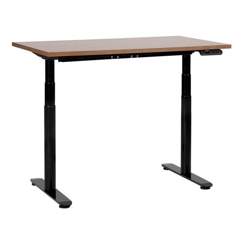 Schreibtisch Braun/Schwarz Melamin 120x72cm Elektrisch Höhenverstellbar Rechteckig mit USB Rundes Metallgestell Modern Büro Steh-Sitz-Tisch