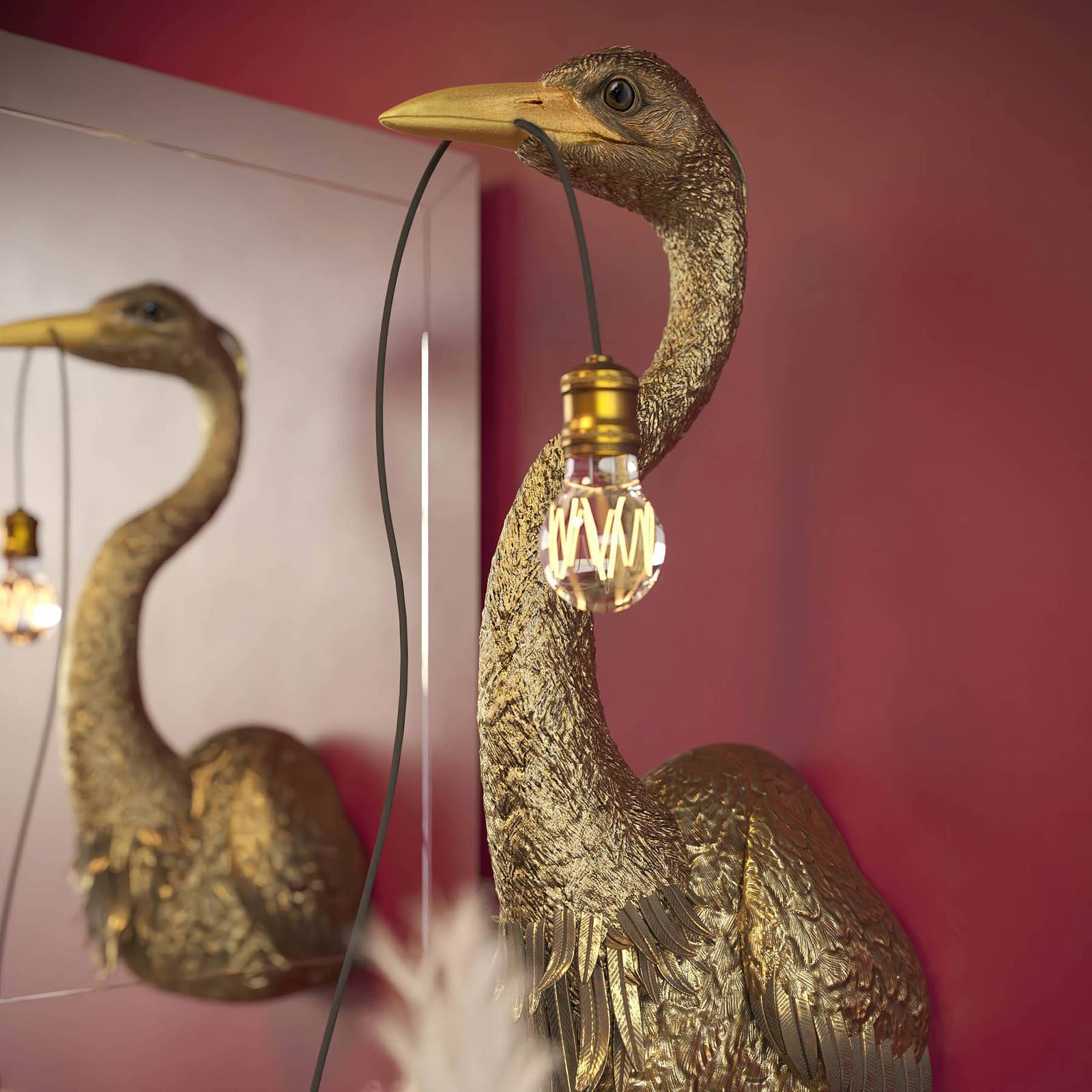 KARE Wandlampe Animal Heron, messing / gold, für Wohn- / Esszimmer, Kunststoff, Wandleuchte, Wandlampe Innen