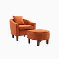 Barrel Chair - Red Barrel Studio® Mariajulia 29.13" W Barrel Chair & Ottoman Fabric in Orange | 26.77 H x 29.13 W x 27.17 D in | Wayfair