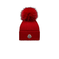 MONCLER ENFANT Wool Beanie with Pom Pom, Girl, Red, Size: S