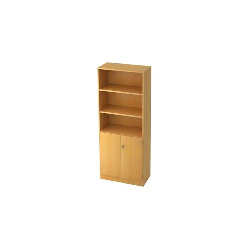 bümö office Regal-Aktenschrank abschließbar, Büroschrank groß aus FSC-Holz, 80cm breit in Buche - abschließbarer Schrank, Büroschrank abschließbar,