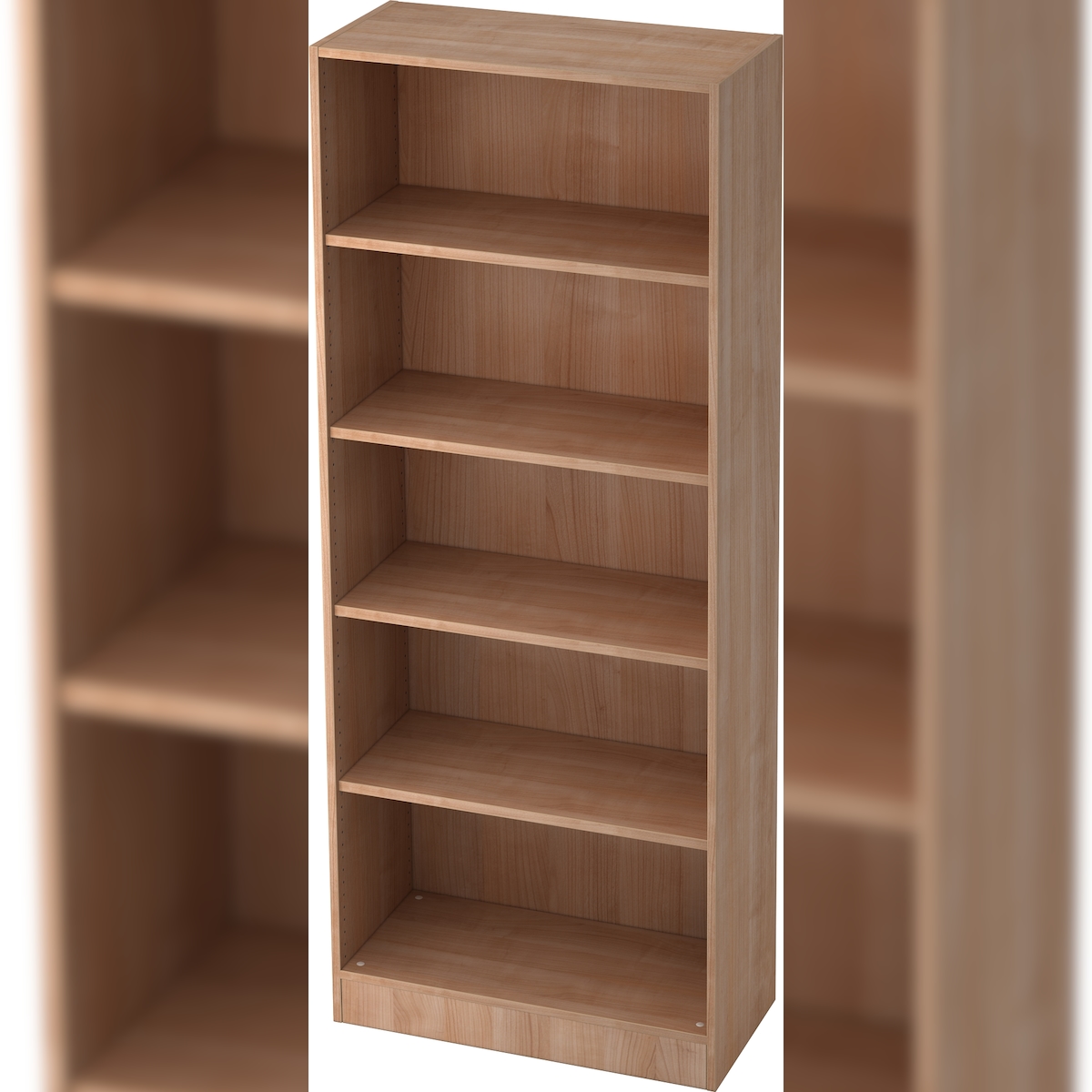 bümö office Regal Nussbaum, Standregal Holz - Aktenregal für Ordner & Bücher, Bücherregal 80 cm breit, 5 OH Regal Wand, Büroregal, Holzregal, Image