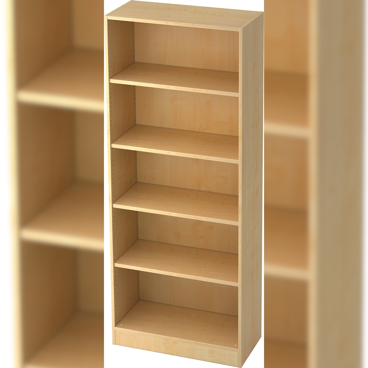 bümö office Regal Ahorn, Standregal Holz - Aktenregal für Ordner & Bücher, Bücherregal 80 cm breit, 5 OH Regal Wand, Büroregal, Holzregal, Image