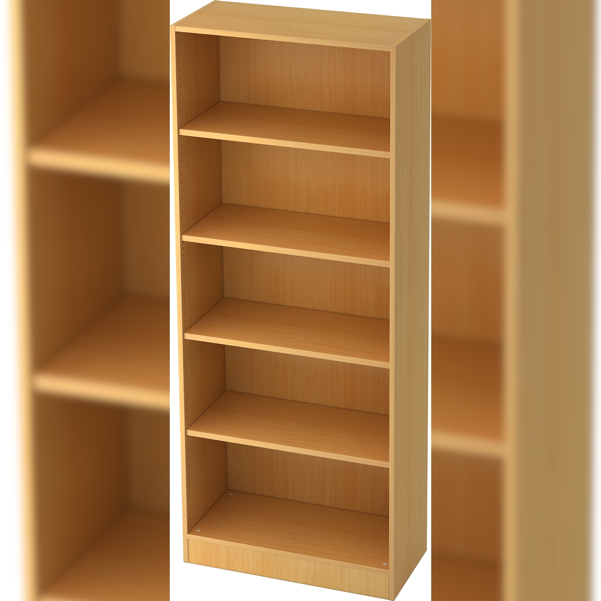 bümö office Regal Buche, Standregal Holz - Aktenregal für Ordner & Bücher, Bücherregal 80 cm breit, 5 OH Regal Wand, Büroregal, Holzregal, Image