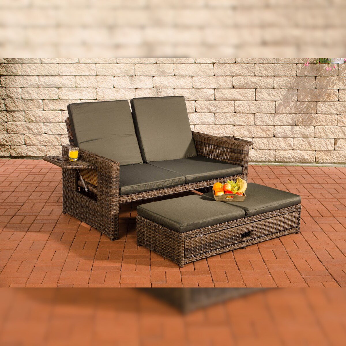 CLP Polyrattan Sofa Ancona 5mm braun-meliert/anthrazit Image