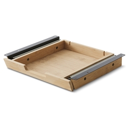 bümö Schreibtisch Organizer Schublade aus Bambus - extra kleine Unterbau Ablage für Stifte, Smartphones & Co. - einfach unter dem Tisch montierbar, Image