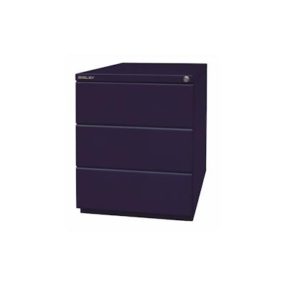 BISLEY OBA Rollcontainer mit 3 Schüben aus Metall abschließbar in oxfordblau - Bürocontainer mit Schloss für DIN A4 Dokumente, Kleinteile &