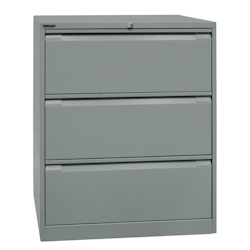 BISLEY Hängeregistraturschrank mit Schloss aus Metall in silber, 3 Schubladen, doppelbahnig - Hängeregisterschrank abschließbar, Hängeregistratur für Image