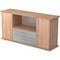bümö Sideboard Nussbaum mit Flügeltüren & Regal - Büromöbel Sideboard mit Schubladen Holz 166cm breit, 45cm schmal, Büro Schrank für Flur oder als
