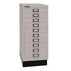 BISLEY Schubladenschrank aus Metall DIN A4 in lichtgrau Schrank mit 10 Schubladen und Sockel Werkzeugschrank Image