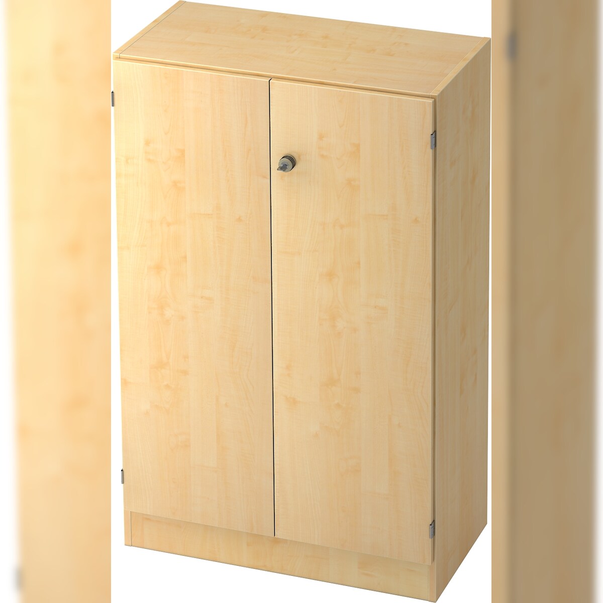 bümö office Aktenschrank abschließbar, Büroschrank klein aus FSC-Holz, 80cm breit in Ahorn - abschließbarer Schrank, Büroschrank abschließbar, Büro