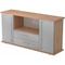 bümö Sideboard Nussbaum/Silber mit Flügeltüren & Regal - Büromöbel Sideboard mit Schubladen Holz 166cm breit, 45cm schmal, Büro Schrank für Flur