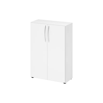 bümö Mehrzweckschrank 80cm breit, Aktenschrank o. Schuhschrank klein, Schrank mit Regal, Kommode in weiß aus Holz, Vorratsschrank & Haushaltsschrank Image