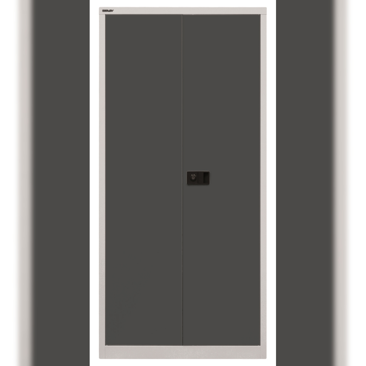 BISLEY Universal Garderobenschrank abschließbar - Stahlschrank mit Hutboden & Kleiderstange, Mitteltrennwand & 3 Fachböden, Flügeltürenschrank mit Image