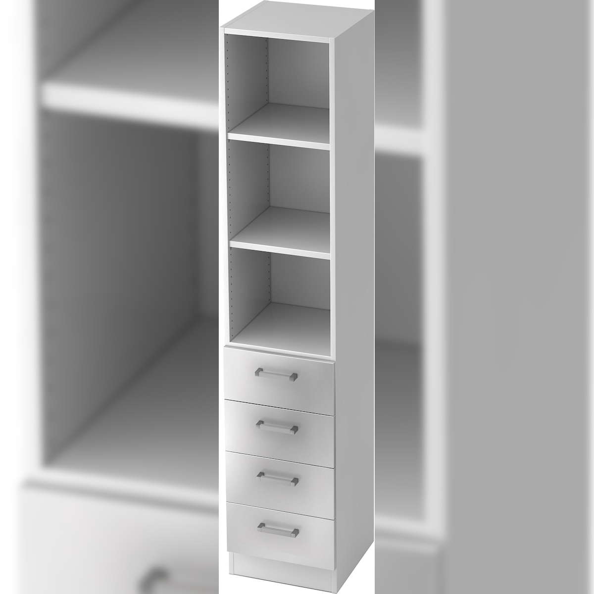 bümö office Aktenschrank Regal mit Schubladen, Büroschrank schmal aus FSC-Holz, 40cm breit in Weiß/Silber - Aktenregal & Schubladenschrank mit Image