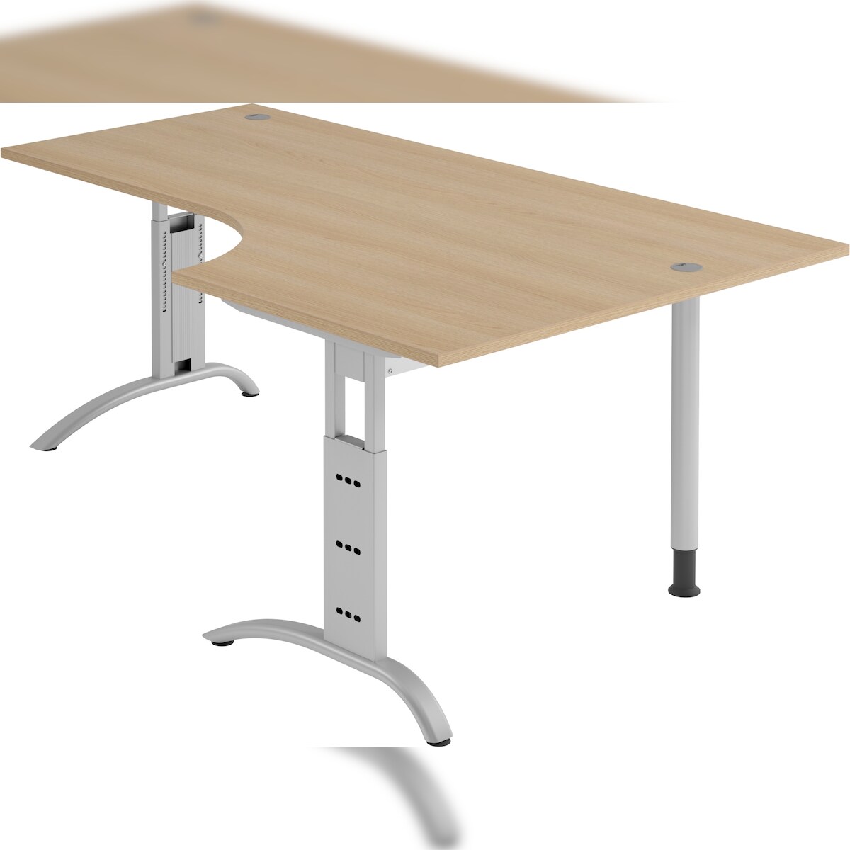 bümö manuell höhenverstellbarer Eckschreibtisch Eiche, Schreibtisch L Form 200x120 cm - Eckschreibtisch höhenverstellbar, L Schreibtisch, PC-Tisch Image