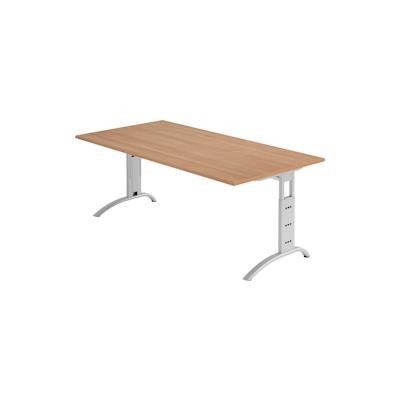bümö manuell höhenverstellbarer Schreibtisch 200x100 cm in Nussbaum - PC Tisch höhenverstellbar & groß, höhenverstellbarer Tisch Büro, großer Image