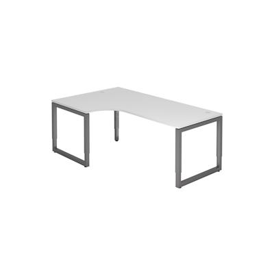bümö höhenverstellbarer Eckschreibtisch R-Serie 200x120 cm in weiß, Gestell in Graphit - Schreibtisch L Form, großer Tisch für's Büro, Computertisch Image