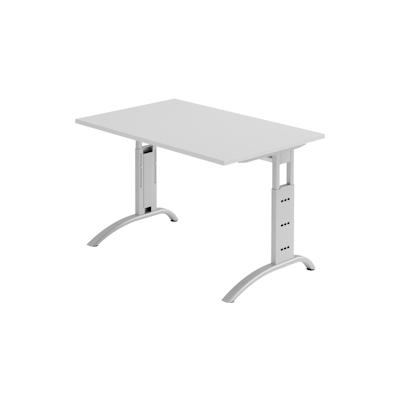 bümö manuell höhenverstellbarer Schreibtisch 120x80 cm in grau - PC Tisch höhenverstellbar & klein, höhenverstellbarer Tisch Büro, kleiner Image