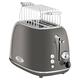 Proficook TA 1193 Toaster Brotröster, Breitschlitz 2 Scheiben, Toaststufenanzeige, 3 Funktionen, Brötchenwärmer, Grau, 800W