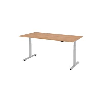 bümö elektrisch höhenverstellbarer Schreibtisch 200x100 cm in Nussbaum, Gestell silber - Schreibtisch höhenverstellbar elektrisch mit Image