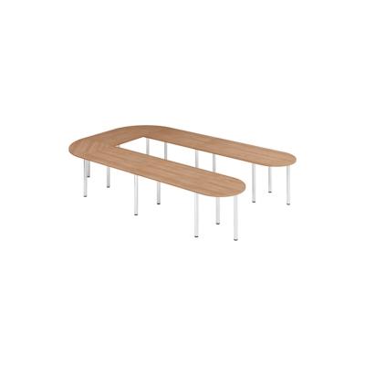 bümö Konferenztisch U-Form 380x240 cm großer Besprechungstisch in Nussbaum, Besprechungstisch mit Chromfüßen, Meetingtisch für 11 Personen, Tisch für Image