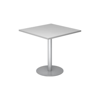 bümö Besprechungstisch, Esstisch klein, Tisch eckig 80x80 cm - kleiner Esstisch grau, Rundtisch Esstisch 2 Personen mit Holz-Platte, Säule aus Metall Image