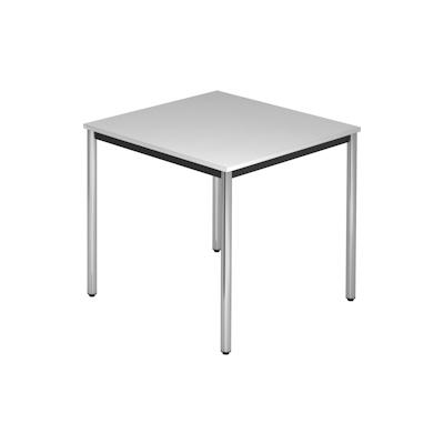 bümö Multifunktionstisch grau, Tisch 80 x 80 cm, Tischfuß verchromt - einfacher Tisch klein, Besprechungstisch System D-Serie, Konferenztisch, Image