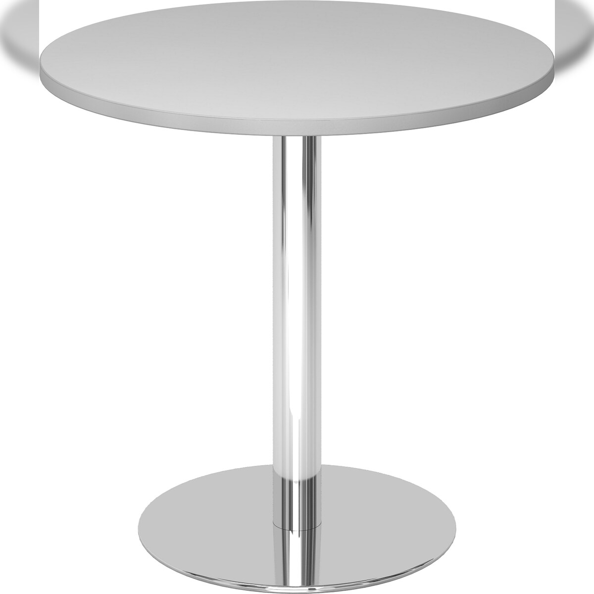 bümö Besprechungstisch, Esstisch klein, Tisch rund 80 cm - kleiner Esstisch grau, Rundtisch Esstisch 2 Personen mit Holz-Platte, Säule aus Metall Image