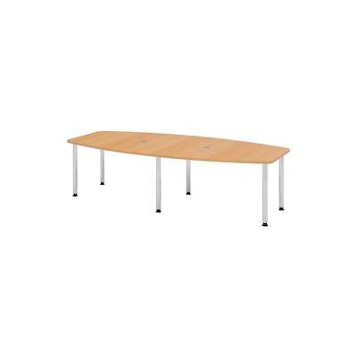 bümö Konferenztisch oval 280x130 cm großer Besprechungstisch in Buche, Besprechungstisch mit Chromfüßen, Meetingtisch für 10 Personen, XXL-Tisch für Image