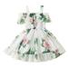 Girls Summer Dresses Floral Ruffle Sleeve Sundress Casual Sleeveless A-Line Playwear Dress 100cmï¼ŒG134654