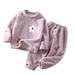 RYRJJ 2 Piece Toddler Boys Girls Winter Sherpa Fleece Pajama Set Warm Matching Sleepwear Set Pullover Tops+Pants Outfits Kids Loungwear Sets(Purple 6 Months)