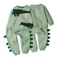 AJZIOJIRO Toddler Baby Winter dinosaurs Sweatshirt Outfits for Boy Girl 2PCS kids Long Sleeve Thicken Outfits Set 2-8Y green Fleece Sweatshirt Pants Outfits