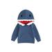 Canrulo Toddler Baby Boys Hoodies Casual Long Sleeve Shark Pattern Hooded Sweatshirt Fall Winter Clothes Blue 18-24 Months