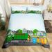 Garbage Truck Bedding Set King Size Toddler Green Truck Duvet Cover for Kids Boys Powered Waste Management Recycling Trash Truck Comforter Cover City Waste Recycling Quilt Cover Microfibre Soft