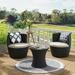 SUNTONE Patio Bistro Set - 3 Piece Black Outdoor Chair with Coffee Table