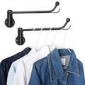 Mkono Wall Mounted Clothes EC36 Hanger with Swing Arm Holder Valet Hook Metal Hanging Drying Rack Space Saver for Closet Organizer Laundry Room Bathroom Bedroom 2 Pack Black