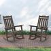 Sonerlic 2 Peak Outdoor Patio HIPS Rocking Adirondack Chair for Deck Garden and Balcony Brown