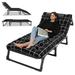 LA TALUS Camping Cot Adjustable 4-Position Adults Reclining Folding Chaise with Pillow Outdoor Lounge Chair Sleeping Cot Bed Perfect for Office Pool Beach Patio - Black