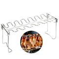 SHLT Mall Stainless Steel Chicken Wing Leg Grill Rack Easy to Use 14 Slots Chicken Wing Rack Chicken Drumstick Rack for Smoker Grill or Oven