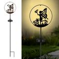Solar Pathway Lights Outdoor EC36 - Solar Lawn Fairy Stake Metal with Flower Grass Angel Decor LED Garden Decorative Lights Waterproof for Walkway Yard Lawn Patio or Courtyard ( 1 Pack Warm)