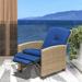 Indoor & Outdoor Recliner All-Weather Wicker Reclining Patio Chair Blue Cushion (Blue 1 Chair)