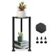 Tall Plant Stand Indoor 2 EC36 Tiers Metal Plant Stand Flower Holder Metal Plant Rack Organizer Hex Plant Planter Display For Home Garden Patio Bathroom Office Living Room Balcony Corner(Black)