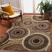 Marina Indoor/Outdoor Power Loomed Synthetic Blend Low Profile Area Rug - Transitional Geometric Casual Medallion Colorful (Circles Brown) (8 10 X 11 9 )